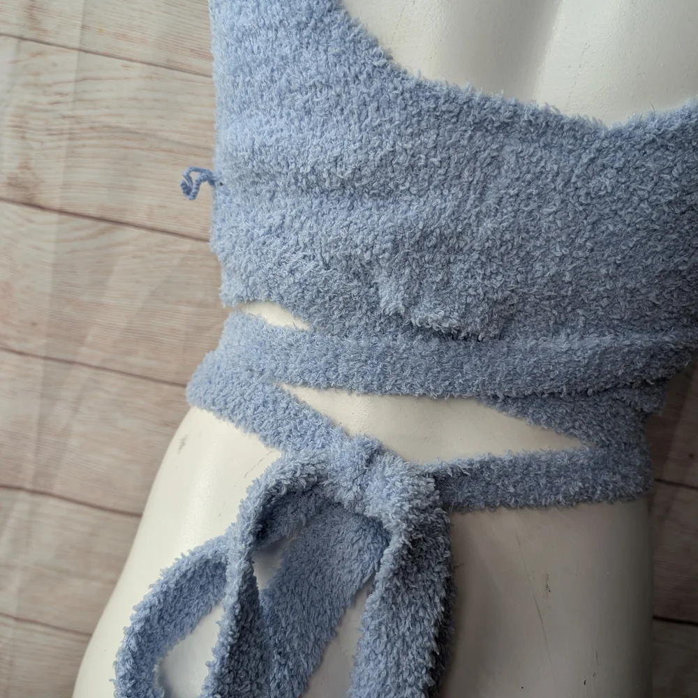 Out From Under | Urban Outfitters | Blue Under wrap crop top - Picture 6 of 8